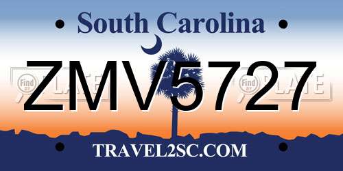 ZMV5727 South Carolina License Plate