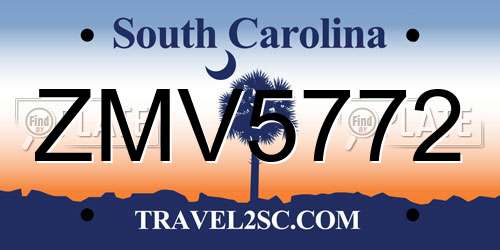 ZMV5772 South Carolina License Plate