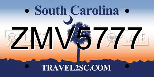 ZMV5777 South Carolina License Plate
