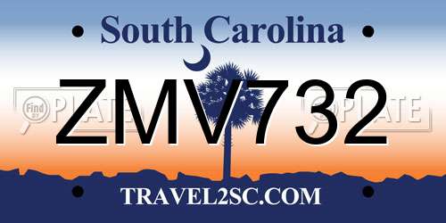 ZMV732 South Carolina License Plate