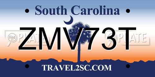 ZMV73T South Carolina License Plate