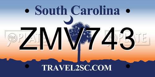 ZMV743 South Carolina License Plate