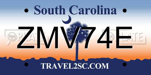 ZMV74E South Carolina License Plate