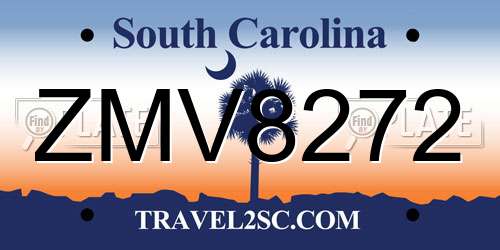 ZMV8272 South Carolina License Plate