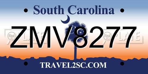 ZMV8277 South Carolina License Plate