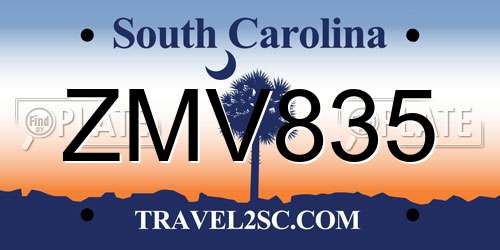 ZMV835 South Carolina License Plate