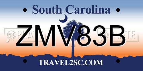 ZMV83B South Carolina License Plate