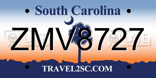 ZMV8727 South Carolina License Plate