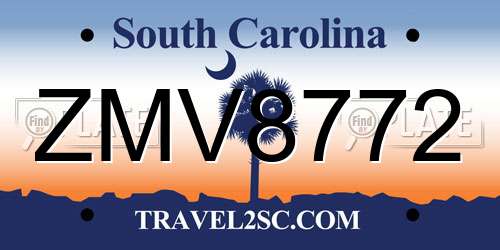 ZMV8772 South Carolina License Plate