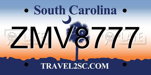 ZMV8777 South Carolina License Plate