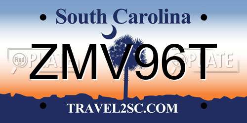 ZMV96T South Carolina License Plate