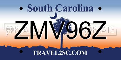 ZMV96Z South Carolina License Plate