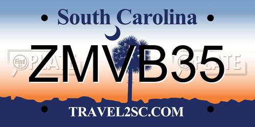 ZMVB35 South Carolina License Plate