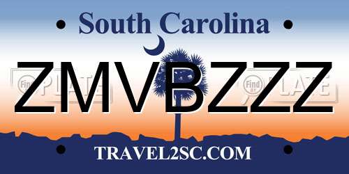 ZMVBZZZ South Carolina License Plate