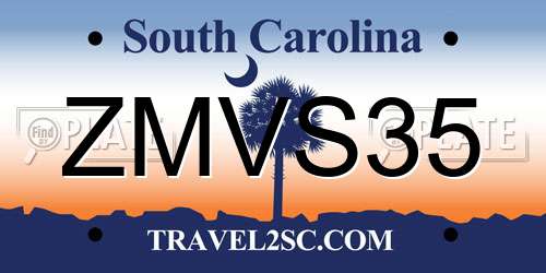 ZMVS35 South Carolina License Plate