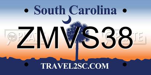 ZMVS38 South Carolina License Plate