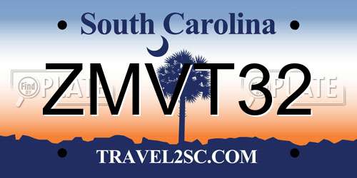 ZMVT32 South Carolina License Plate