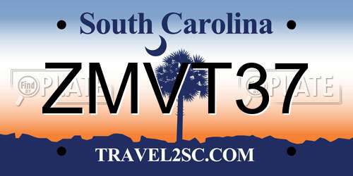 ZMVT37 South Carolina License Plate