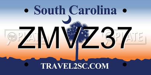 ZMVZ37 South Carolina License Plate