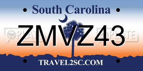 ZMVZ43 South Carolina License Plate