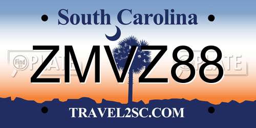 ZMVZ88 South Carolina License Plate