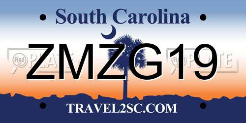 ZMZG19 South Carolina License Plate