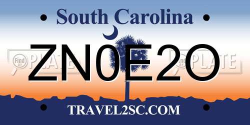 ZN0E2O South Carolina License Plate