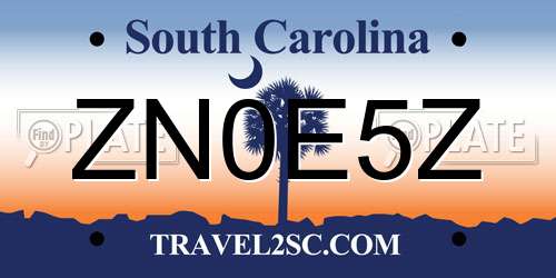ZN0E5Z South Carolina License Plate