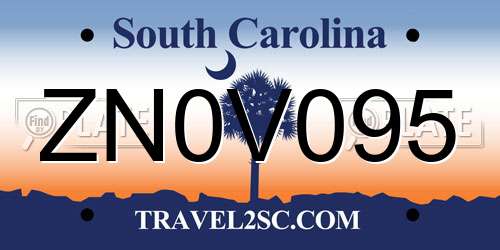 ZN0V095 South Carolina License Plate