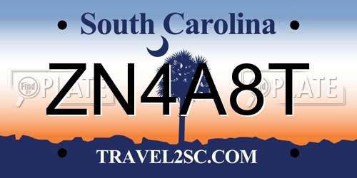 ZN4A8T South Carolina License Plate