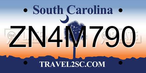ZN4M790 South Carolina License Plate