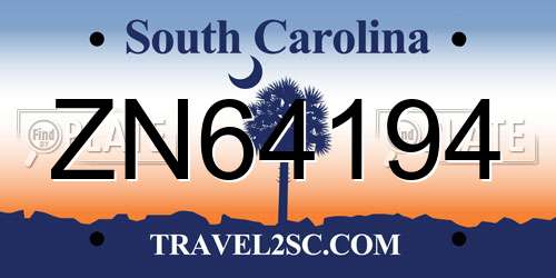 ZN64194 South Carolina License Plate