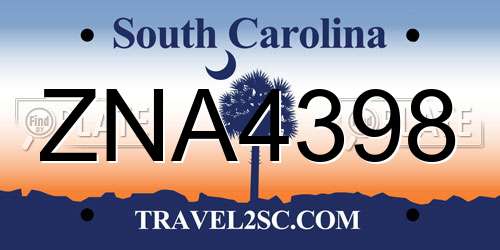 ZNA4398 South Carolina License Plate