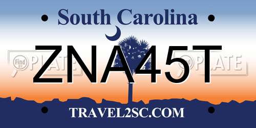 ZNA45T South Carolina License Plate