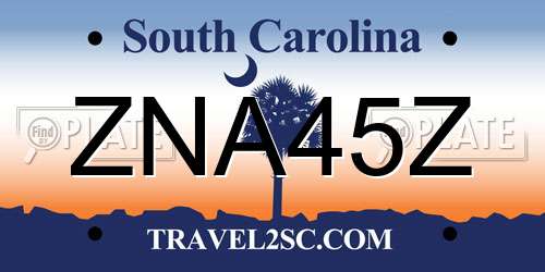ZNA45Z South Carolina License Plate