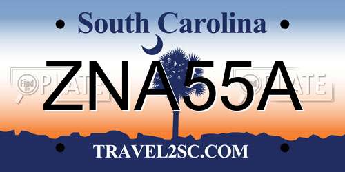 ZNA55A South Carolina License Plate