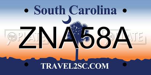 ZNA58A South Carolina License Plate