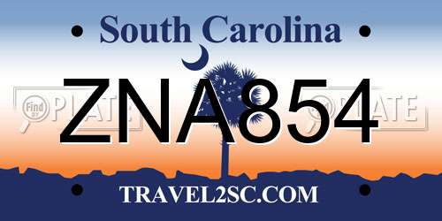 ZNA854 South Carolina License Plate