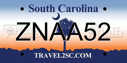 ZNAA52 South Carolina License Plate