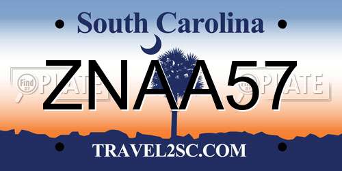 ZNAA57 South Carolina License Plate