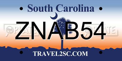 ZNAB54 South Carolina License Plate