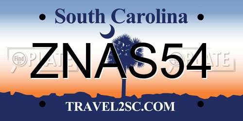ZNAS54 South Carolina License Plate