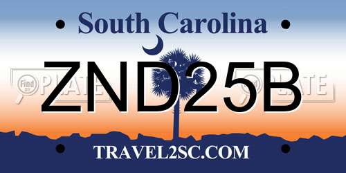 ZND25B South Carolina License Plate