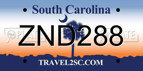 ZND288 South Carolina License Plate