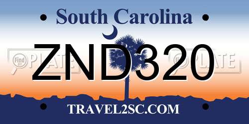 ZND320 South Carolina License Plate