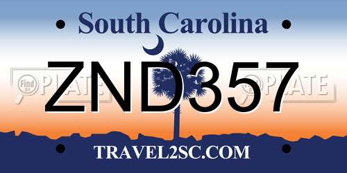 ZND357 South Carolina License Plate