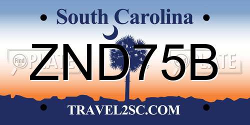 ZND75B South Carolina License Plate