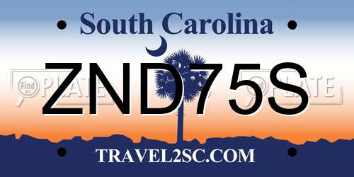 ZND75S South Carolina License Plate