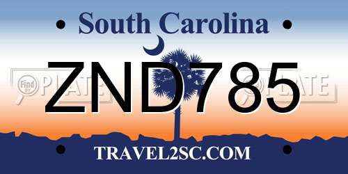 ZND785 South Carolina License Plate