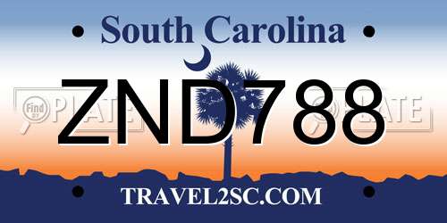 ZND788 South Carolina License Plate